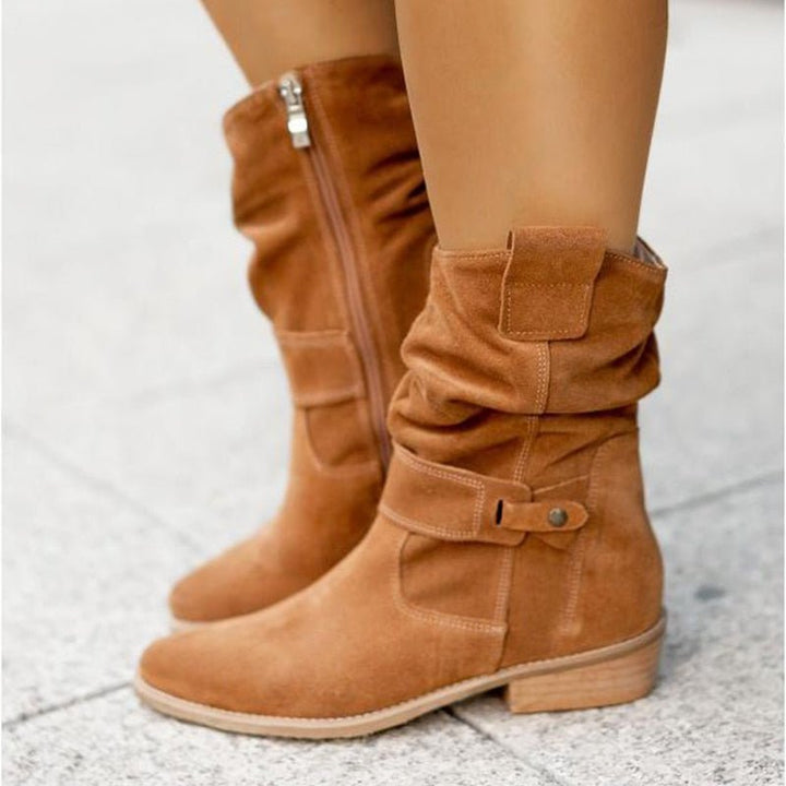Women's Zip-up Low Heel Ankle Boots