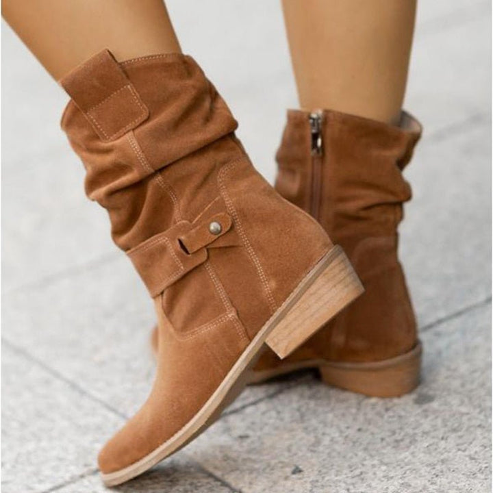 Women's Zip-up Low Heel Ankle Boots
