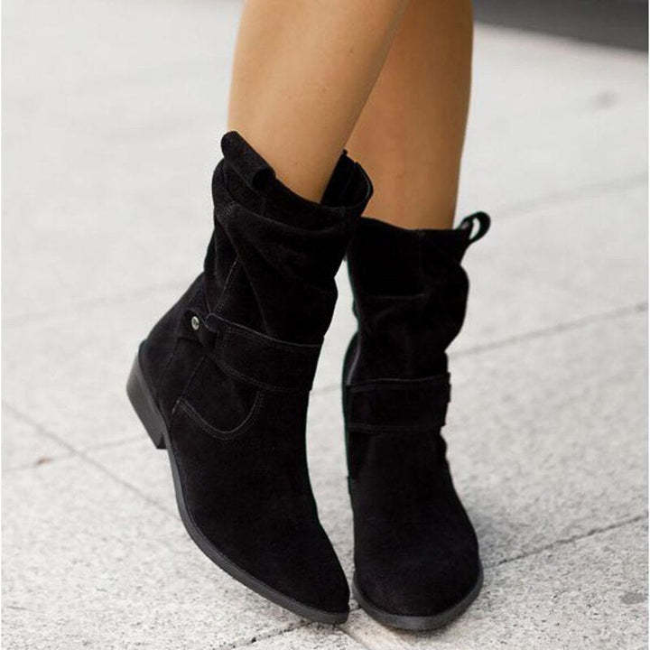 Women's Zip-up Low Heel Ankle Boots