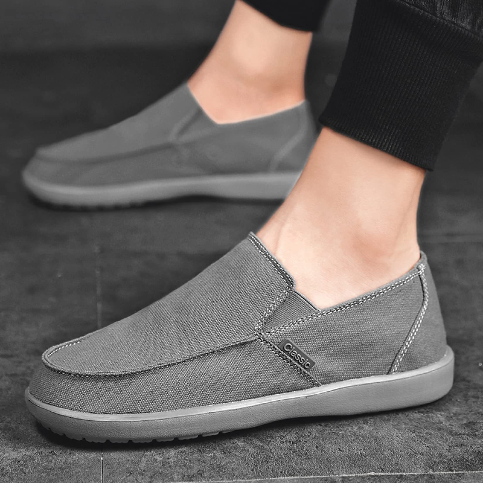 Men's Classic Loafers Summer Canvas Casual Shoes Slip On Walking Flat Shoes Comfortable Boat Shoes Male Driving Flats