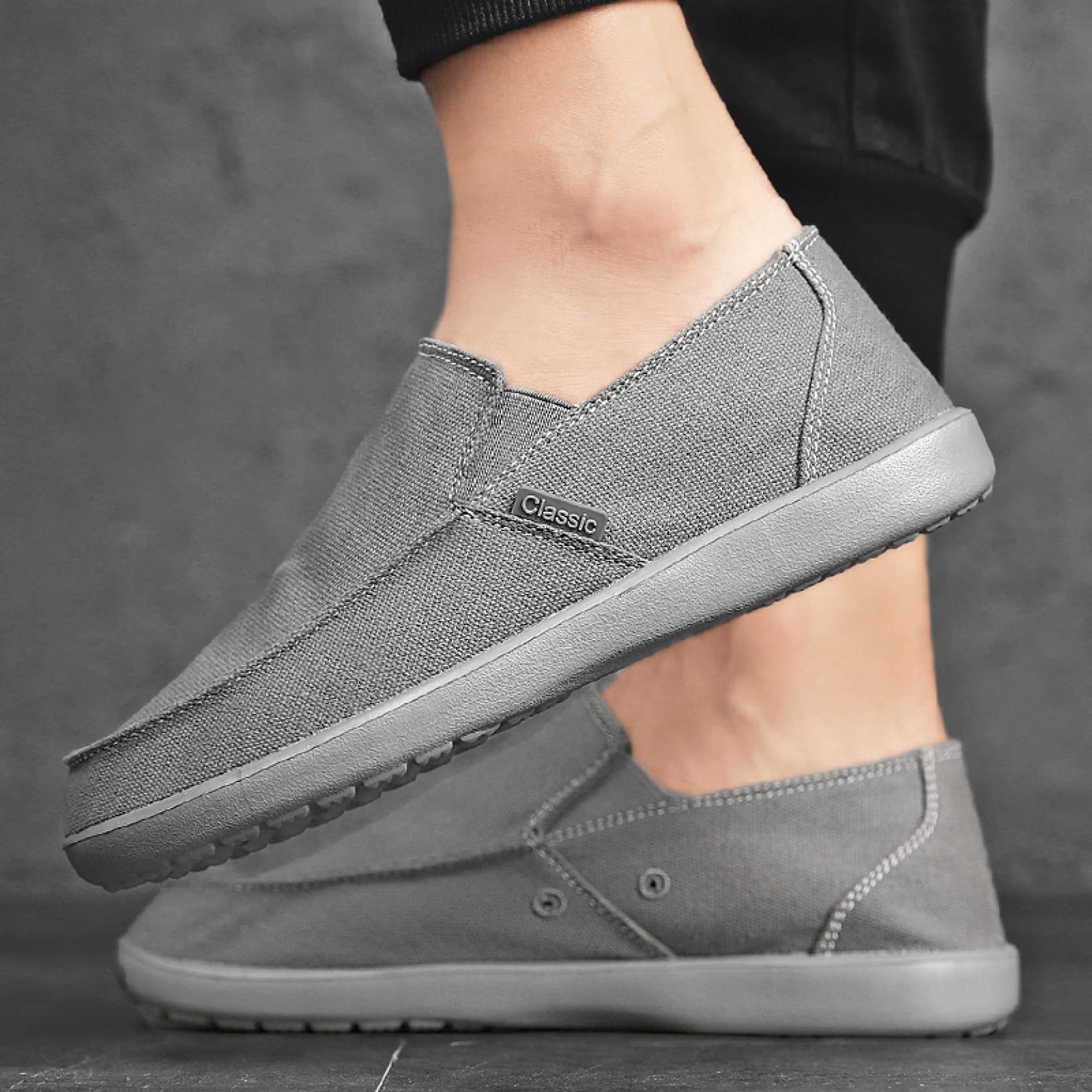 Men's Classic Loafers Summer Canvas Casual Shoes Slip On Walking Flat Shoes Comfortable Boat Shoes Male Driving Flats
