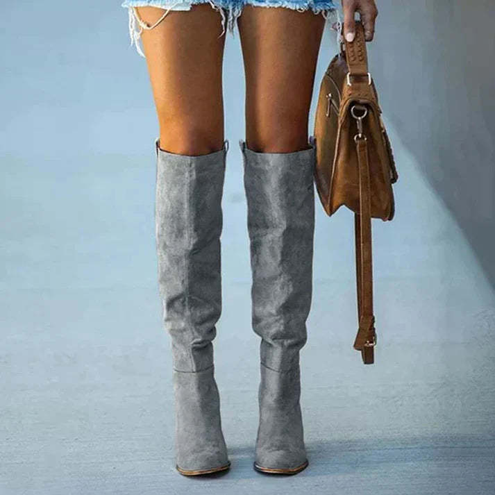 High block heel suede boots for a boho chic and comfortable look