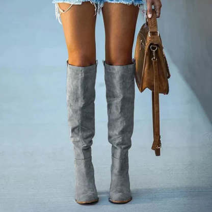 High block heel suede boots for a boho chic and comfortable look