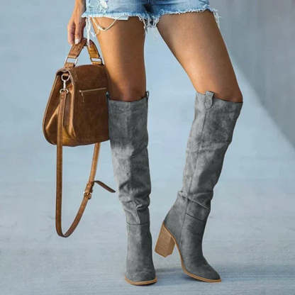 High block heel suede boots for a boho chic and comfortable look
