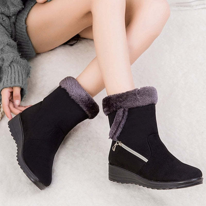 Women Winter Boots Fur Collar Casual Orthopedic Shoes