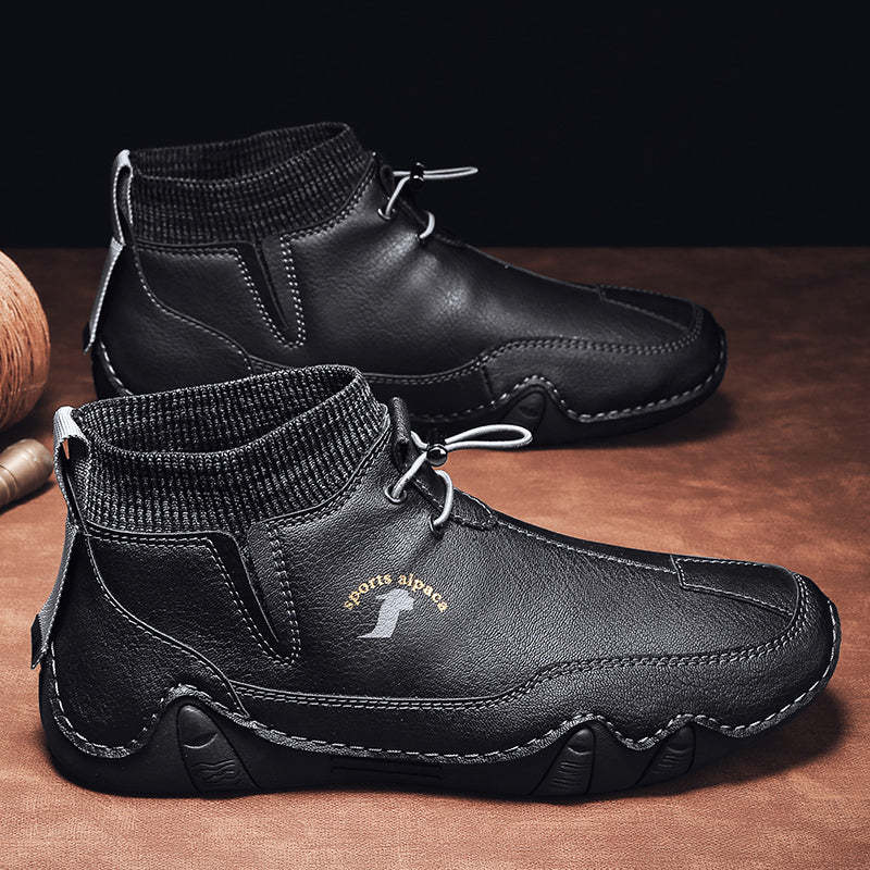 Men Ankle Boots Plush Leather Walking Orthopedic Shoes