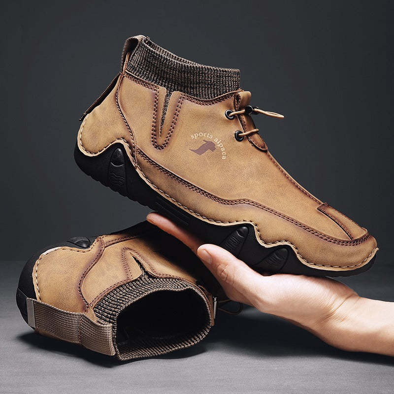 Men Ankle Boots Plush Leather Walking Orthopedic Shoes