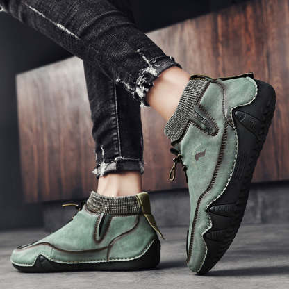 Men Ankle Boots Plush Leather Walking Orthopedic Shoes