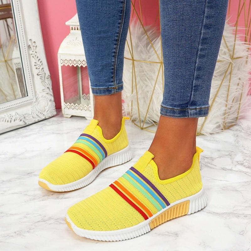 Comfortable Walking Orthopedic Shoes For Women Knitted Colorful Slip-on