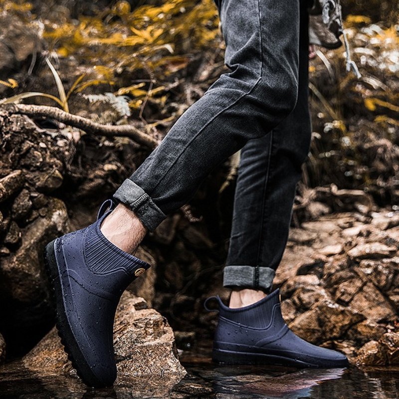 Men Rain Ankle Boots Slip-on Nonskid Orthopedic Shoes