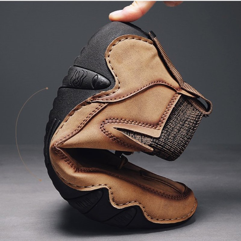 Men Ankle Boots Plush Leather Walking Orthopedic Shoes