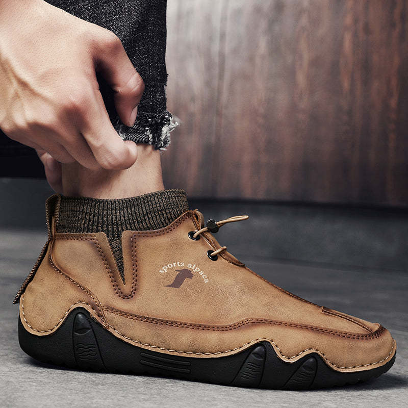 Men Ankle Boots Plush Leather Walking Orthopedic Shoes