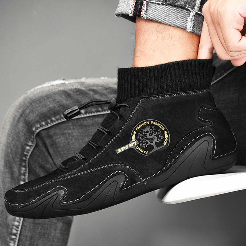 Plush Ankle Boots For Men Woolen Collar Orthopedic Shoes