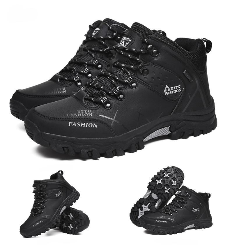 Men's Waterproof Leather Warm Outdoor Hiking Boots Work Shoes Winter Snow Shoes