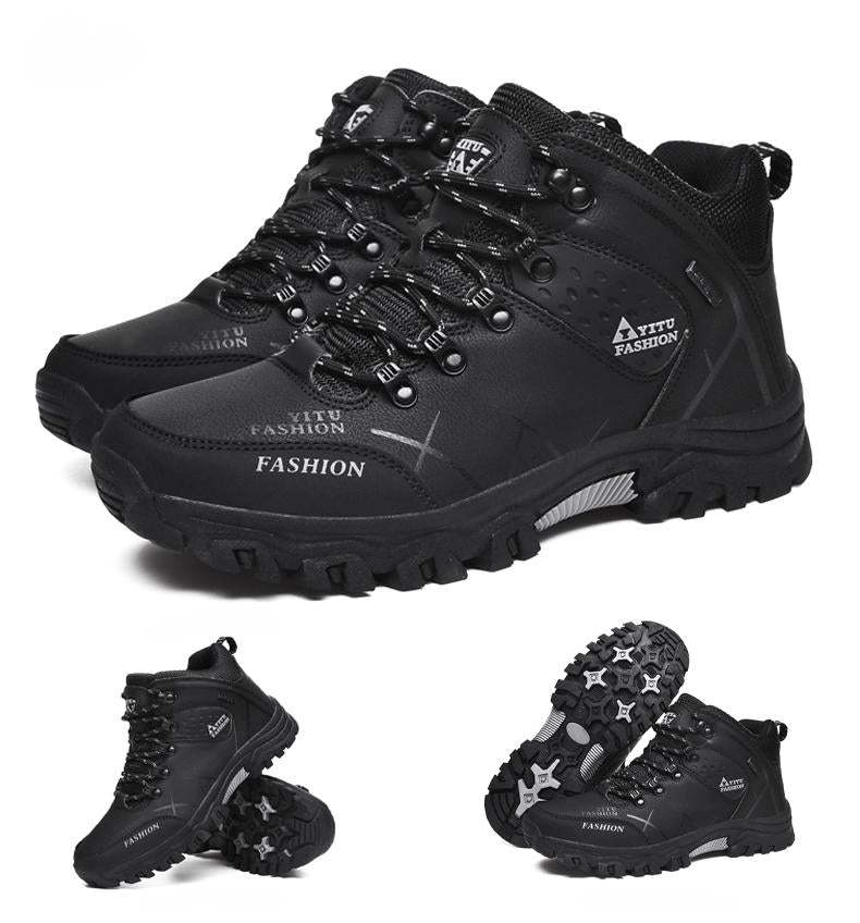 Men's Waterproof Leather Warm Outdoor Hiking Boots Work Shoes Winter Snow Shoes