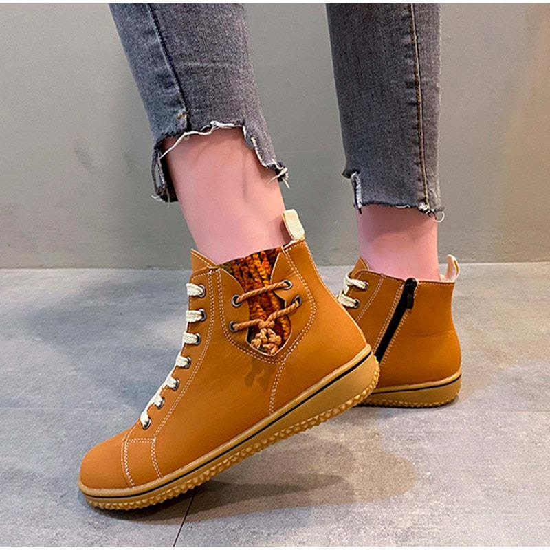Women Ankle Boots Zipper Plush Orthopedic Shoes