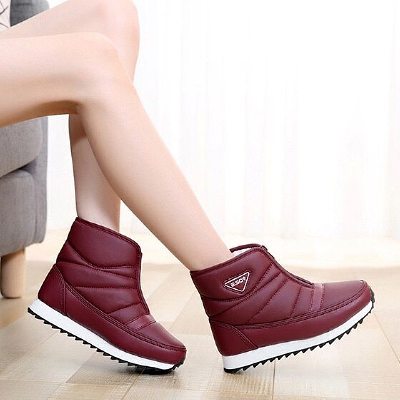 Women Zipper Orthopedic Shoes Plush Snow Ankle Boots