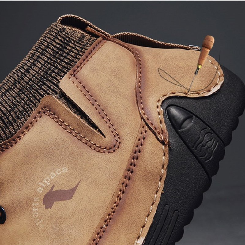 Men Ankle Boots Plush Leather Walking Orthopedic Shoes