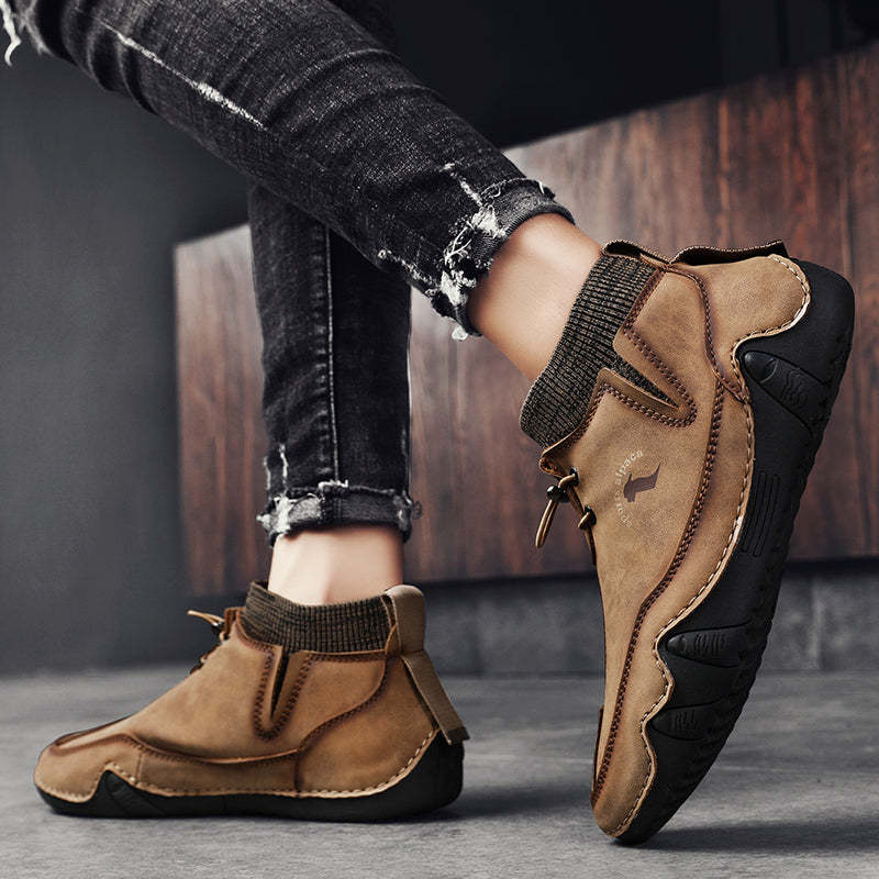 Men Ankle Boots Plush Leather Walking Orthopedic Shoes