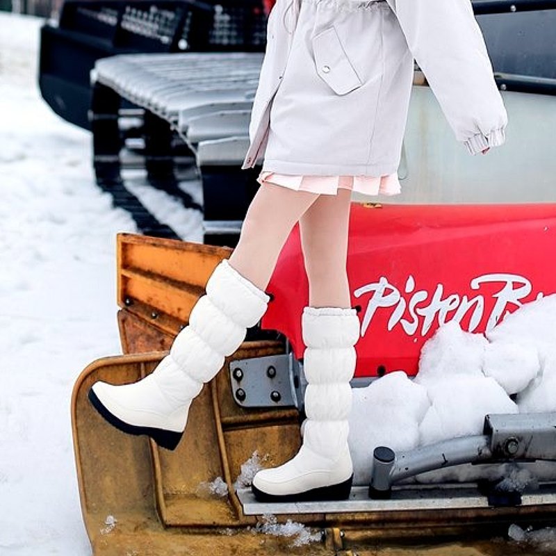 Women Mid-calf Orthopedic Snow Boots Windproofing Slip-on Winter Shoes