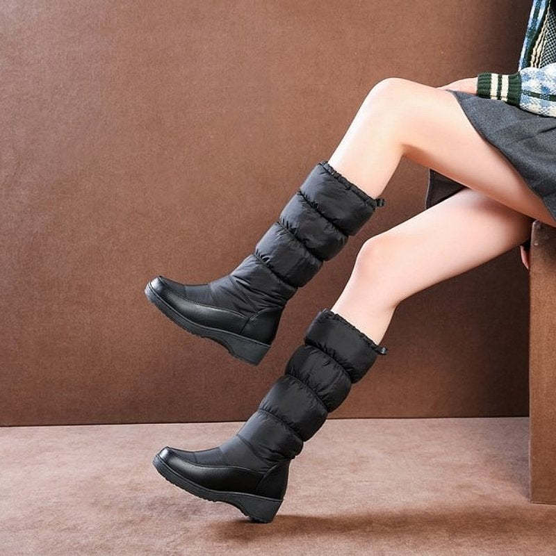 Women Mid-calf Orthopedic Snow Boots Windproofing Slip-on Winter Shoes