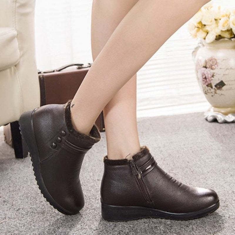 Orthopedic Snow Boots Women Leather Ankle Shoes
