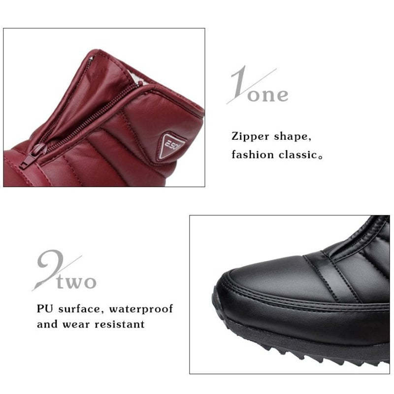 Women Zipper Orthopedic Shoes Plush Snow Ankle Boots