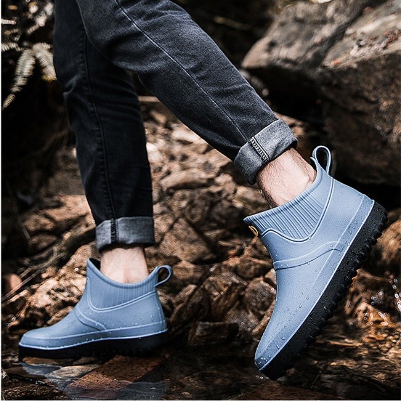 Men Rain Ankle Boots Slip-on Nonskid Orthopedic Shoes