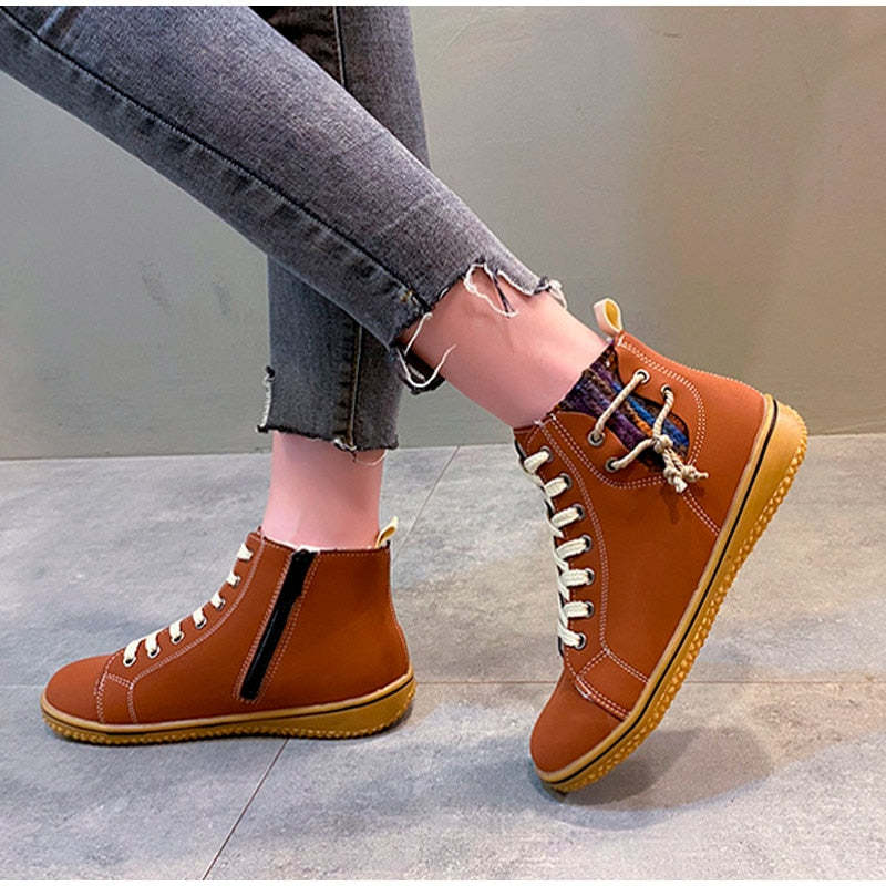 Women Ankle Boots Zipper Plush Orthopedic Shoes