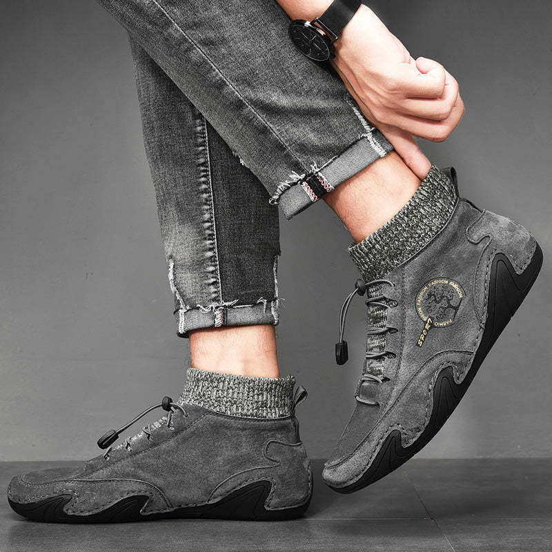 Plush Ankle Boots For Men Woolen Collar Orthopedic Shoes