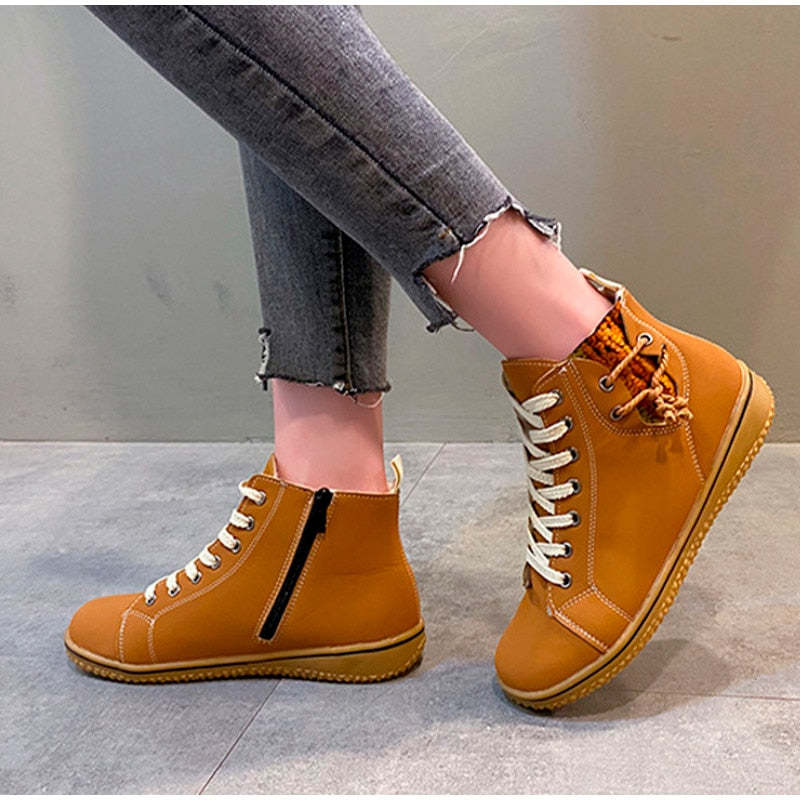 Women Ankle Boots Zipper Plush Orthopedic Shoes