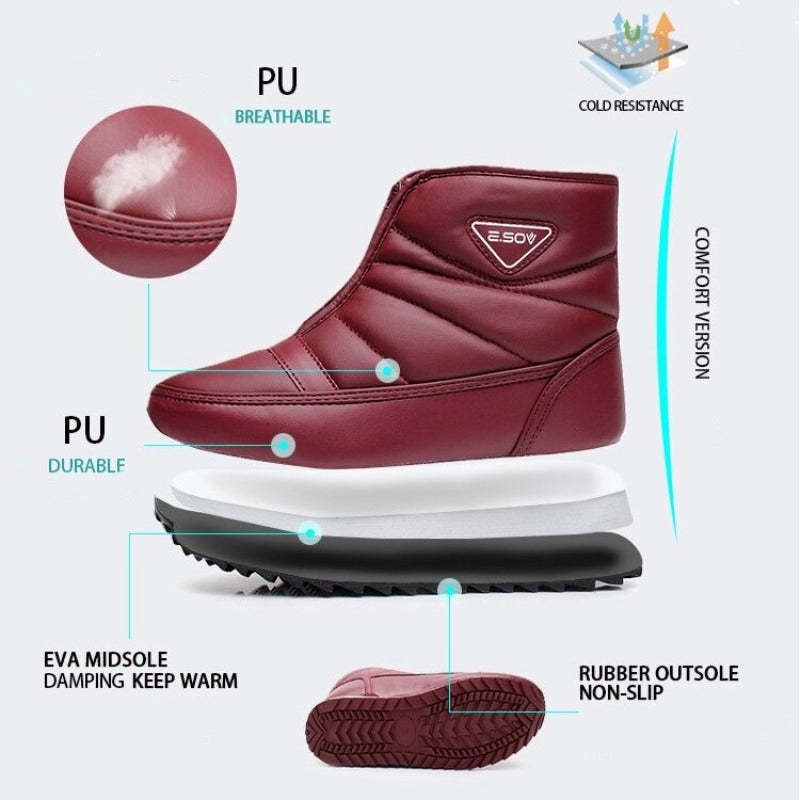 Women Zipper Orthopedic Shoes Plush Snow Ankle Boots