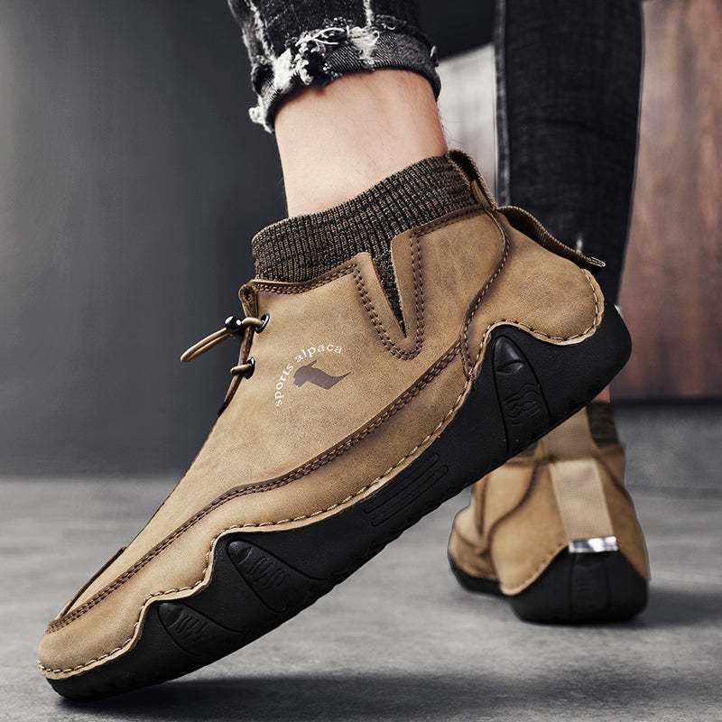 Men Ankle Boots Plush Leather Walking Orthopedic Shoes