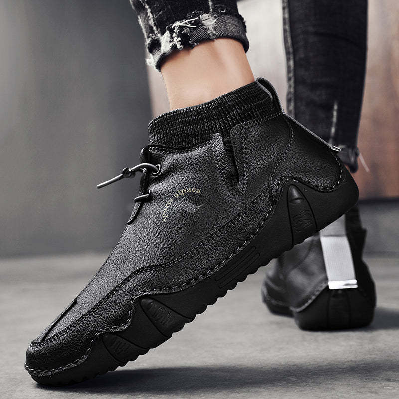 Men Ankle Boots Plush Leather Walking Orthopedic Shoes