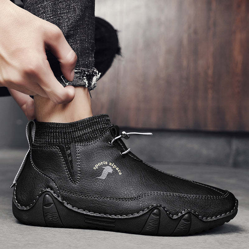 Men Ankle Boots Plush Leather Walking Orthopedic Shoes