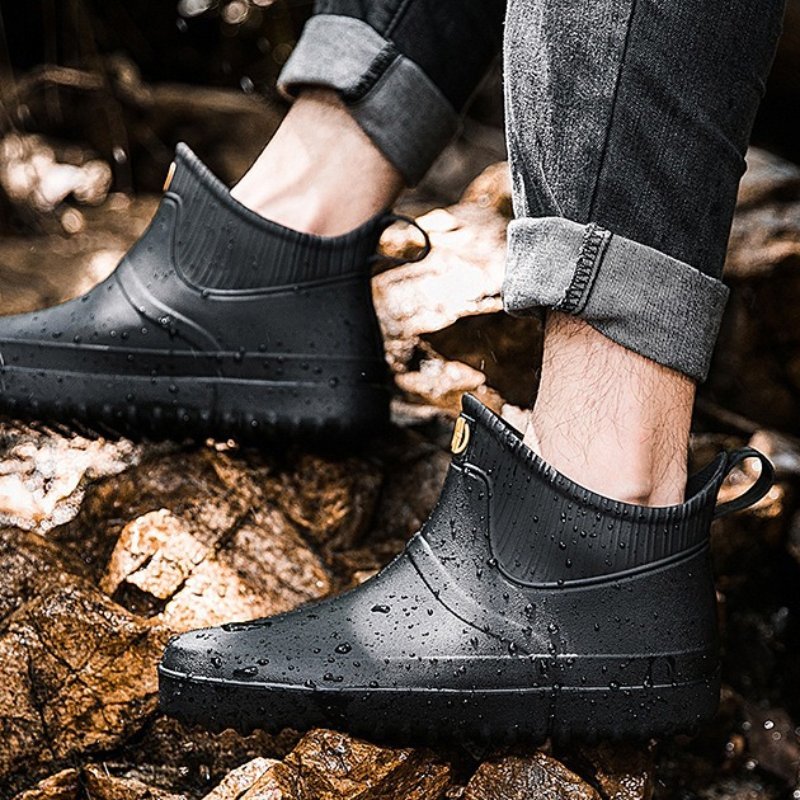Men Rain Ankle Boots Slip-on Nonskid Orthopedic Shoes