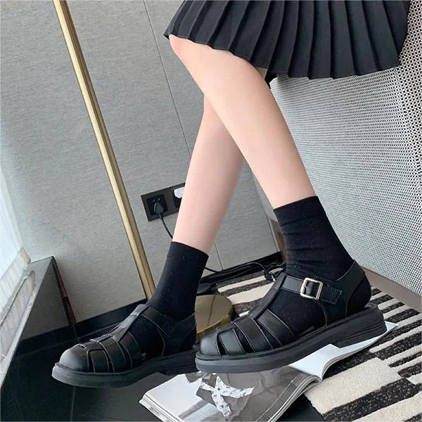 Hollow Woven Toe And Thick Soled Roman Sandals