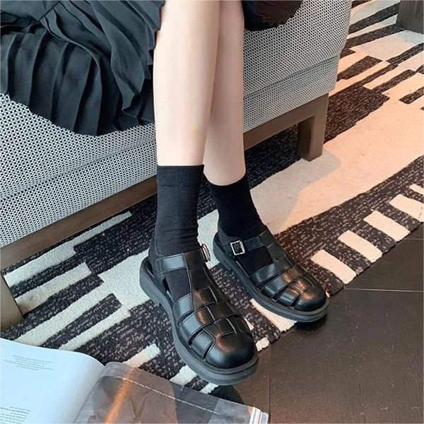 Hollow Woven Toe And Thick Soled Roman Sandals