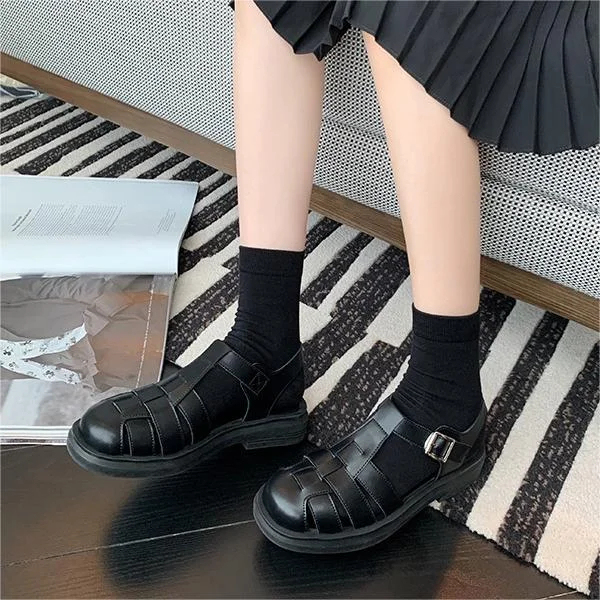 Hollow Woven Toe And Thick Soled Roman Sandals