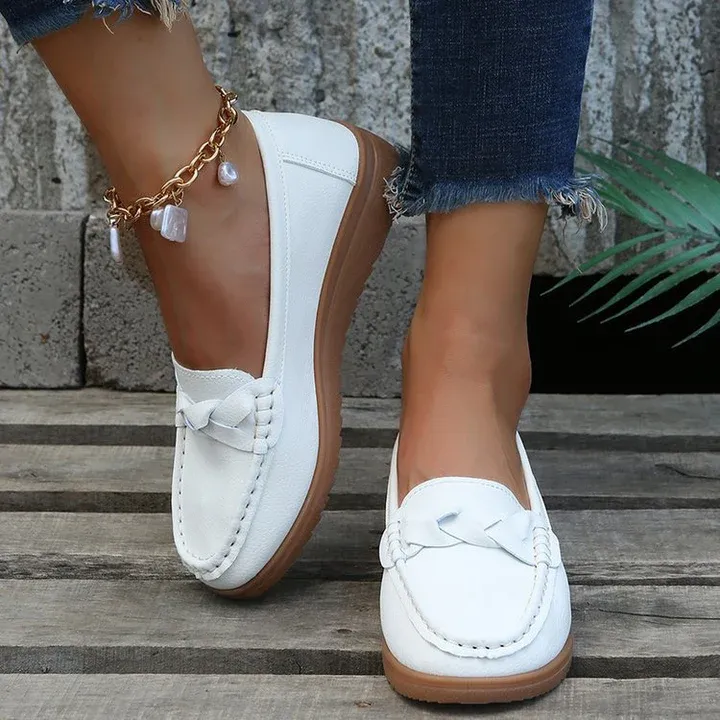 Orthopedic Women shoes Soft Leather Slip on Walking Loafers Shoes
