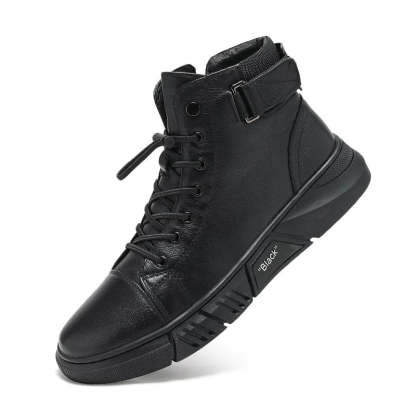 Men Ankle Boots Velcro Leather Walking Orthopedic Shoes