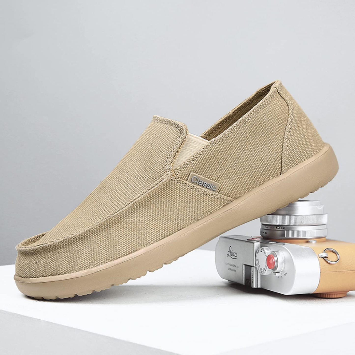 Men's Classic Loafers Summer Canvas Casual Shoes Slip On Walking Flat Shoes Comfortable Boat Shoes Male Driving Flats