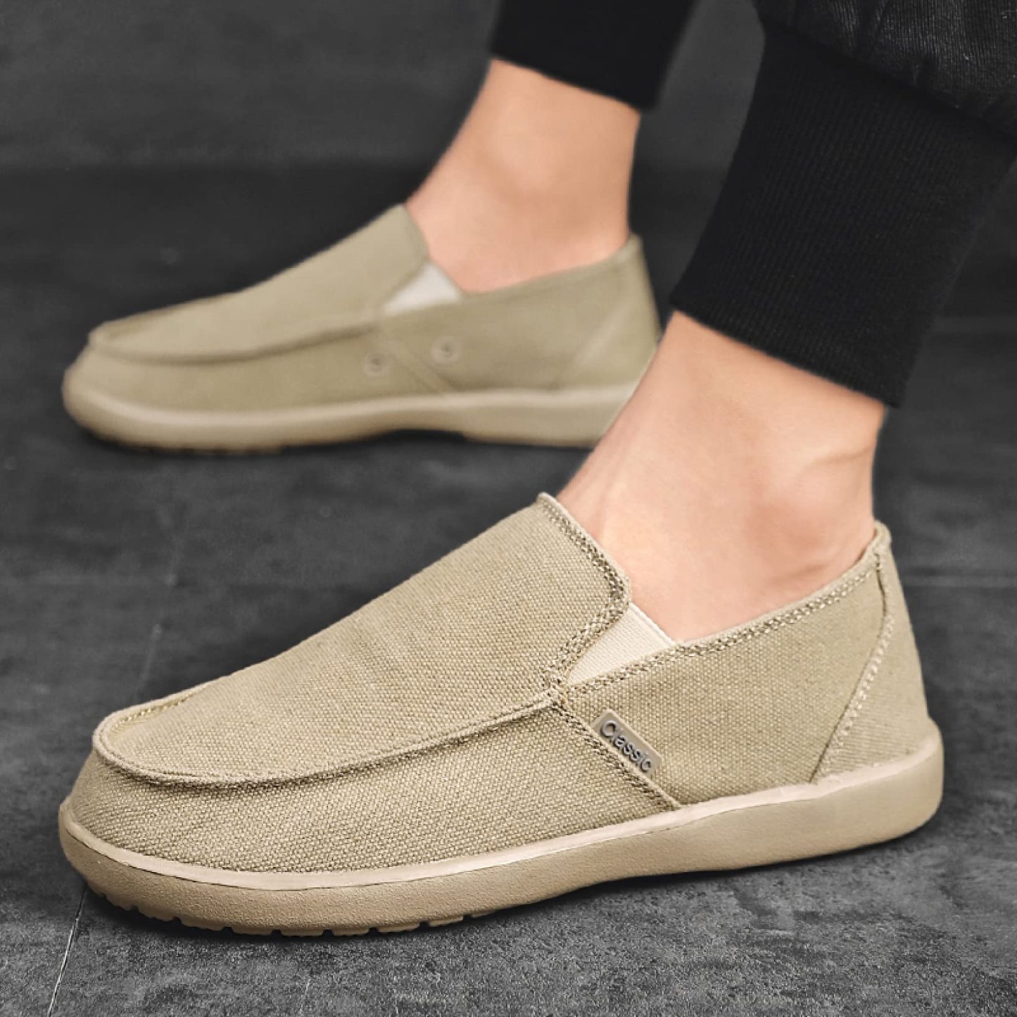 Men's Classic Loafers Summer Canvas Casual Shoes Slip On Walking Flat Shoes Comfortable Boat Shoes Male Driving Flats