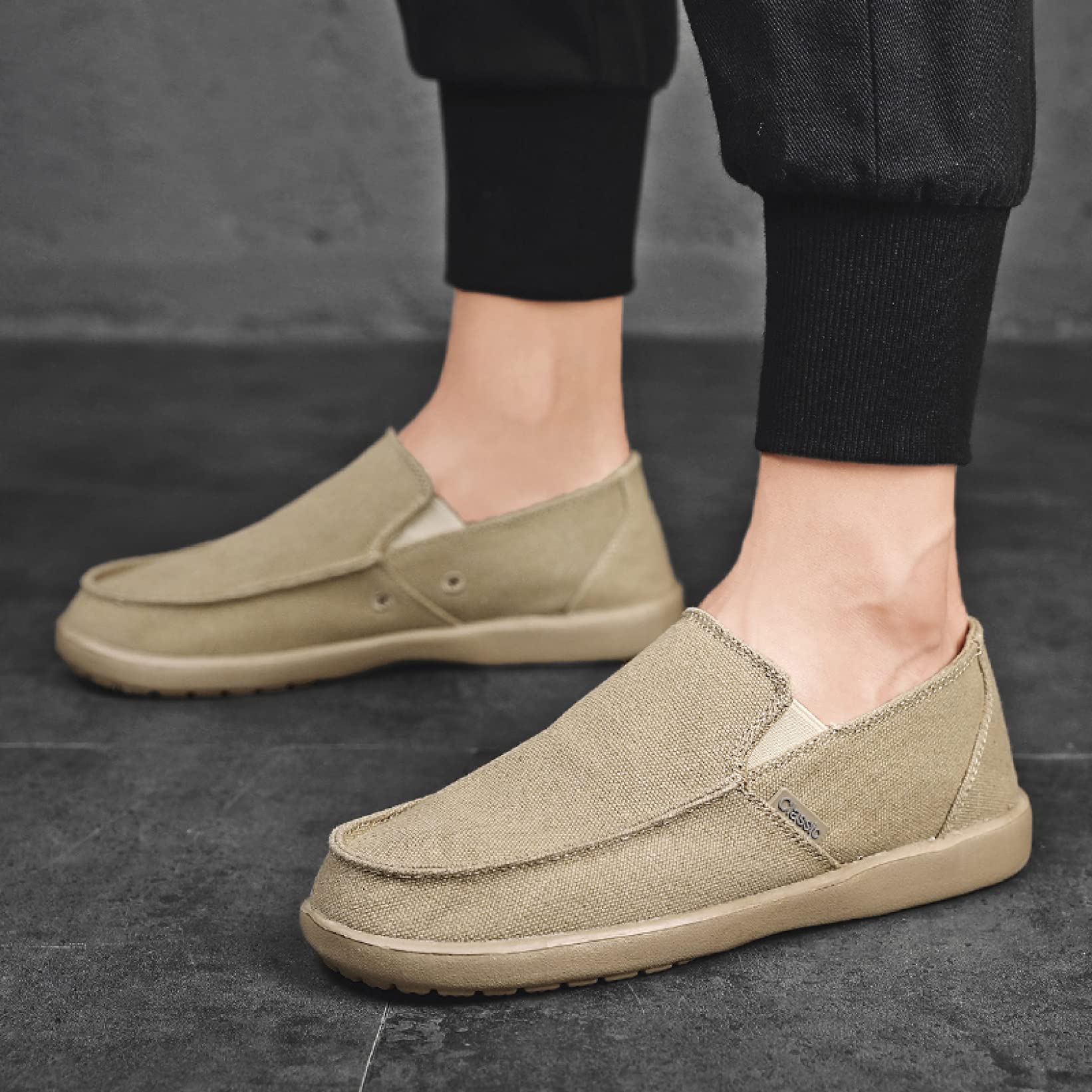 Men's Classic Loafers Summer Canvas Casual Shoes Slip On Walking Flat Shoes Comfortable Boat Shoes Male Driving Flats