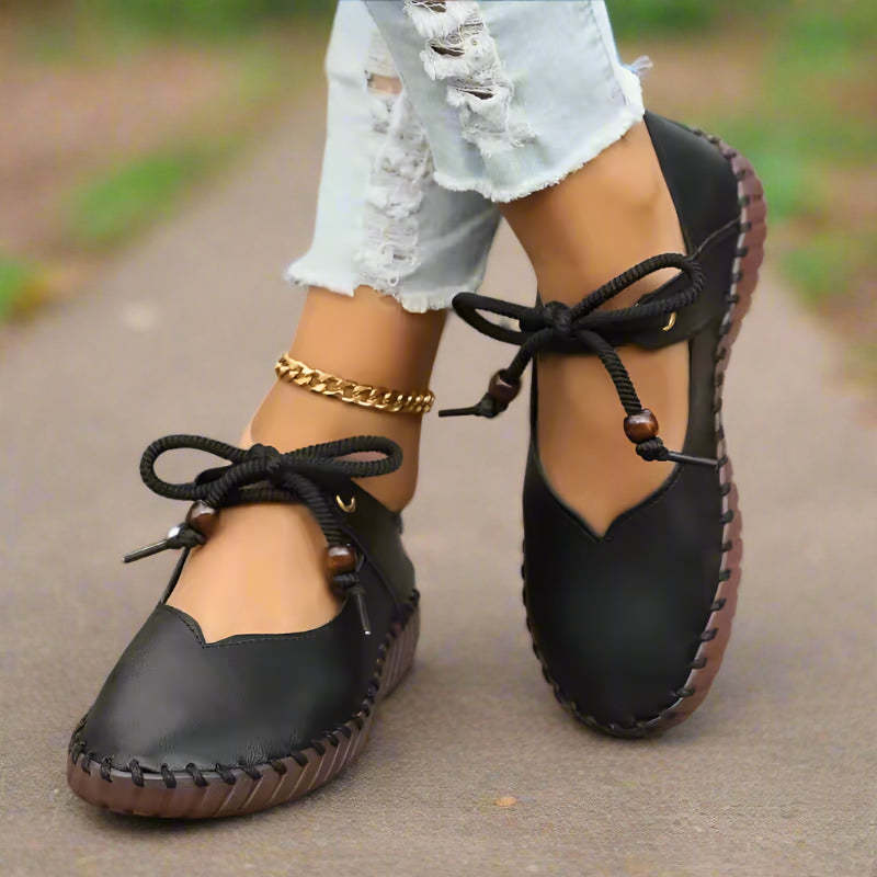 Lace-Up Dressy Flats Shoes with Flexible Sole