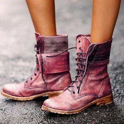 Lace-up Woman Motorcycle Boots