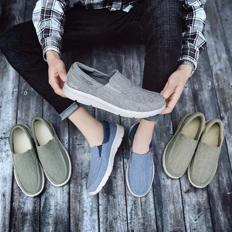 Men Orthopedic Loafers Breathable Canvas Shoes Lightweight Causal Comfortable Walking Shoes