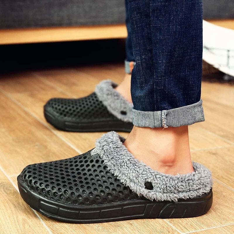 Women Nonslip PU Fur Slippers Family Indoor Slides