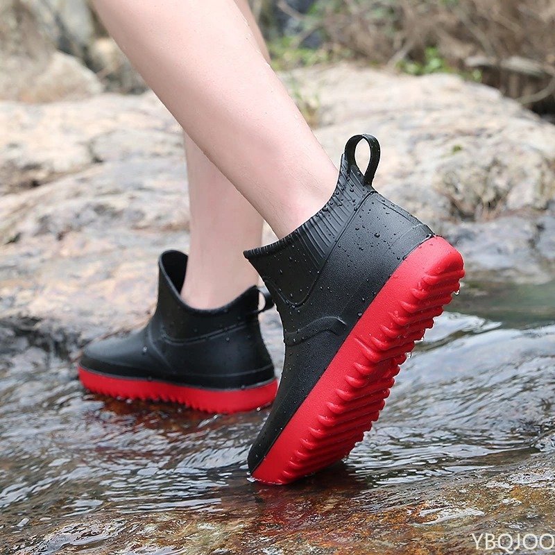 Men Rain Ankle Boots Slip-on Nonskid Orthopedic Shoes