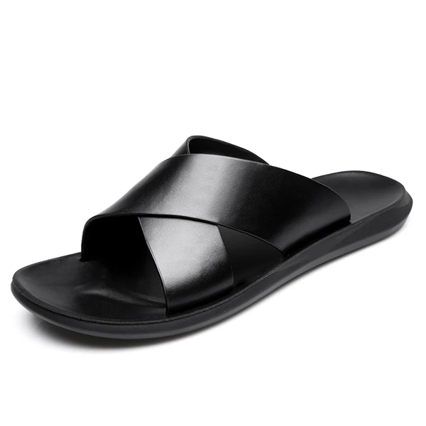 Men’s Genuine Leather Slippers Summer Cross Sandals